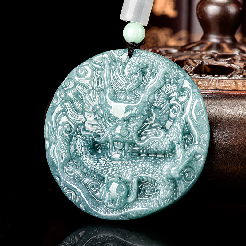 Vintage Fashion Accessories - Burmesische Jadeit-Drachen-Anhänger-Halskette, Geschenke für Frauen, Modeaccessoires,