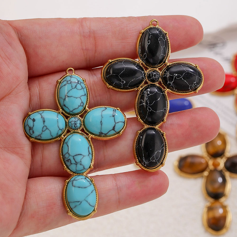 Vintage Fashion Tumblr - Edelstahl-Anhänger Vintage Großes Kreuz-Charm für Schmuckverbinder,