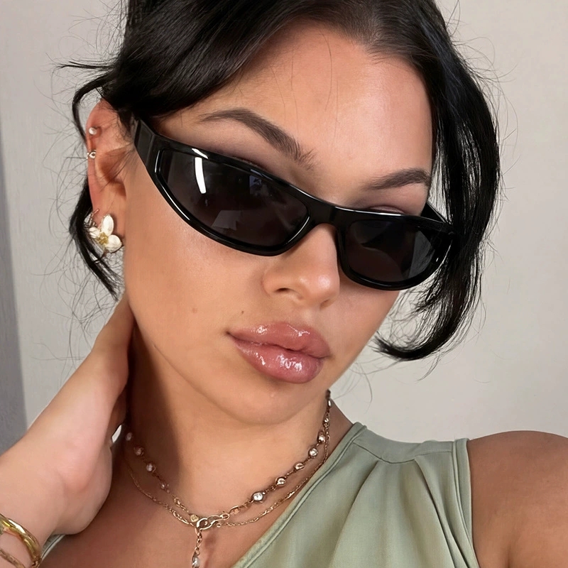 Vintage Fashion Glasses - Y2K Schmale Rechteckige Wrap-Around-Sonnenbrille für Damen
