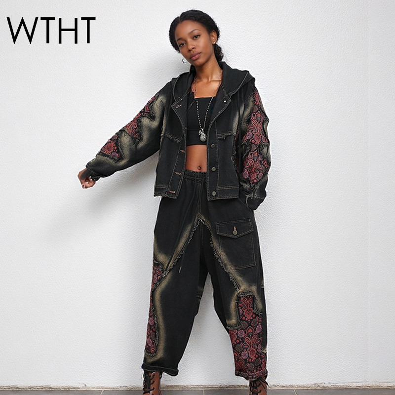 Patchwork Jean Jacket - WTHT Mode frauen Waschen Patchwork Lange
