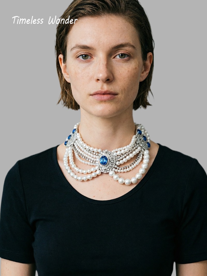 Vintage Fashion Runway - Zeitlose Wunder-Kollektion: Edle Zirkon-Strang-Halskette mit Geo-Pavé-Design