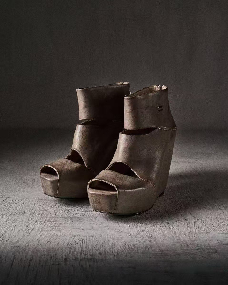 Vintage Fashion Heels - Sommer Neue Damen Vintage Graue Distressed-Leder