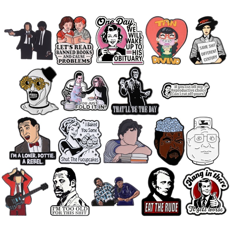 Vintage Fashion Quotes - TV-Film-Charakter Emaille-Pins mit Lustigen Sarkastischen Zitaten,