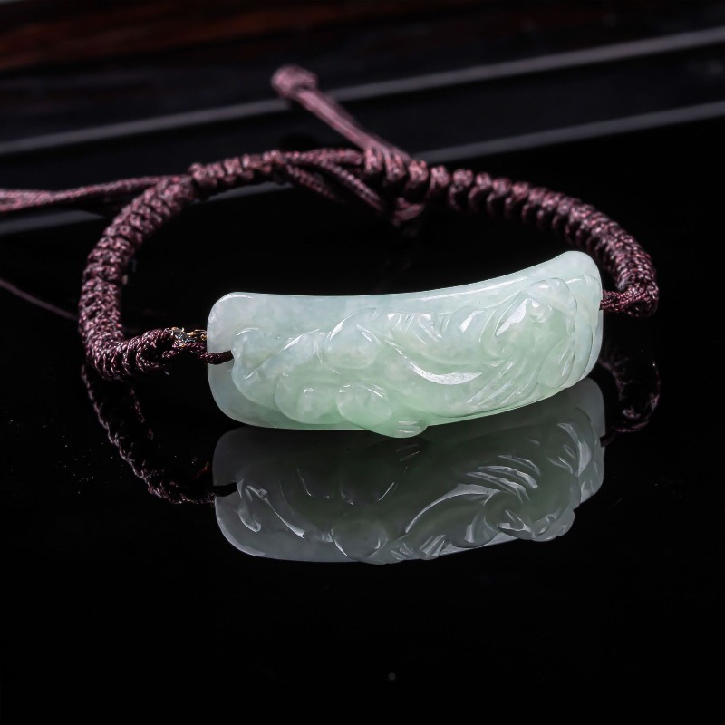 Vintage Fashion Accessories - Burmesisches Jadeit Pixiu Armband, handgeschnitzt, handgeknüpft,
