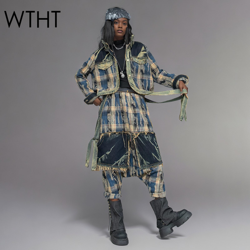 Patchwork Jean Jacket - WTHT Mode frauen Unregelmäßige Patchwork Revers