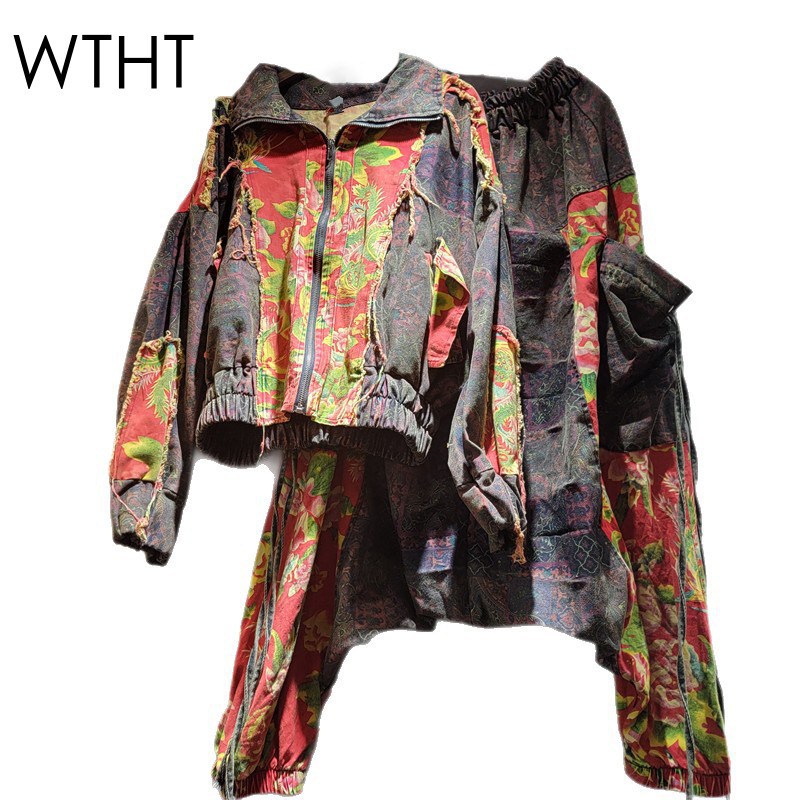 Patchwork Jean Jacket - WTHT Vintage Trendy frauen Patchwork Print