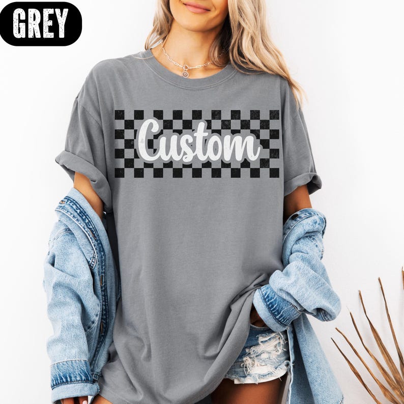 Vintage Fashion Patterns - Vintage Distressed T-Shirt mit individuellem Karomuster,