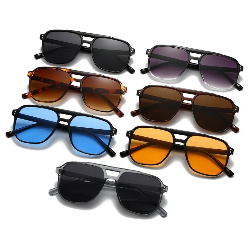 Vintage Fashion Brands - Vintage Herren Damen Doppelbrücken-Sonnenbrille Markendesigner Eckige