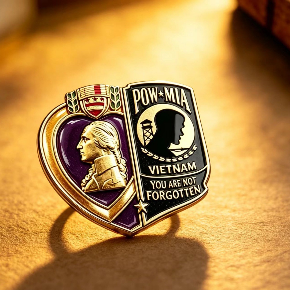 Vintage Fashion Quotes - Spezielle Vietnam-Krieg-Veteranen-Gedenk-Anstecknadel mit Purple Heart Emalie