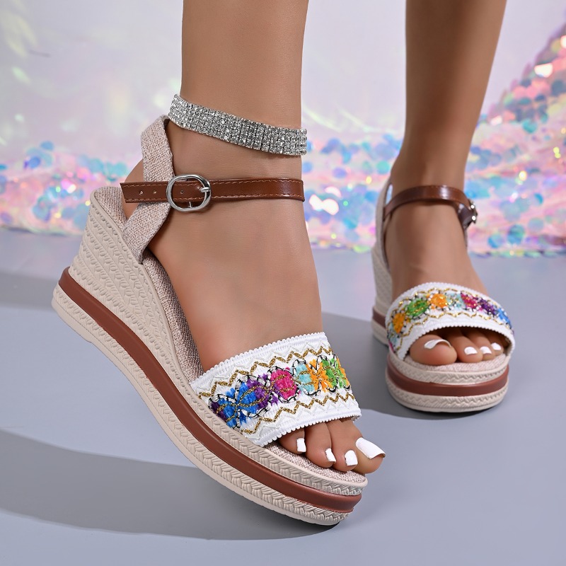 Vintage Fashion Heels - Sommerliche Boho-Stil Geflochtene Damen-Mules mit Absatz,