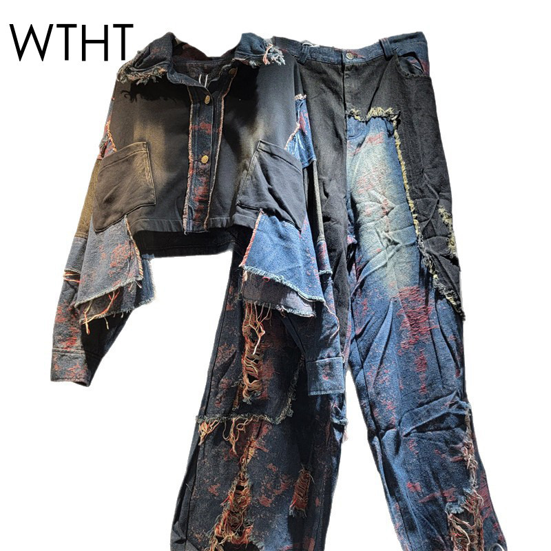 Patchwork Jean Jacket - WTHT Neue Mode frauen Patchwork Waschen
