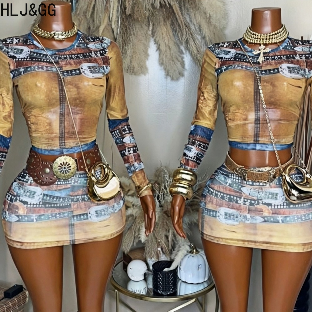 Vintage Fashion Patterns - HLJ&GG Mode Vintage-Muster-Print Mesh Zweiteilige Sets