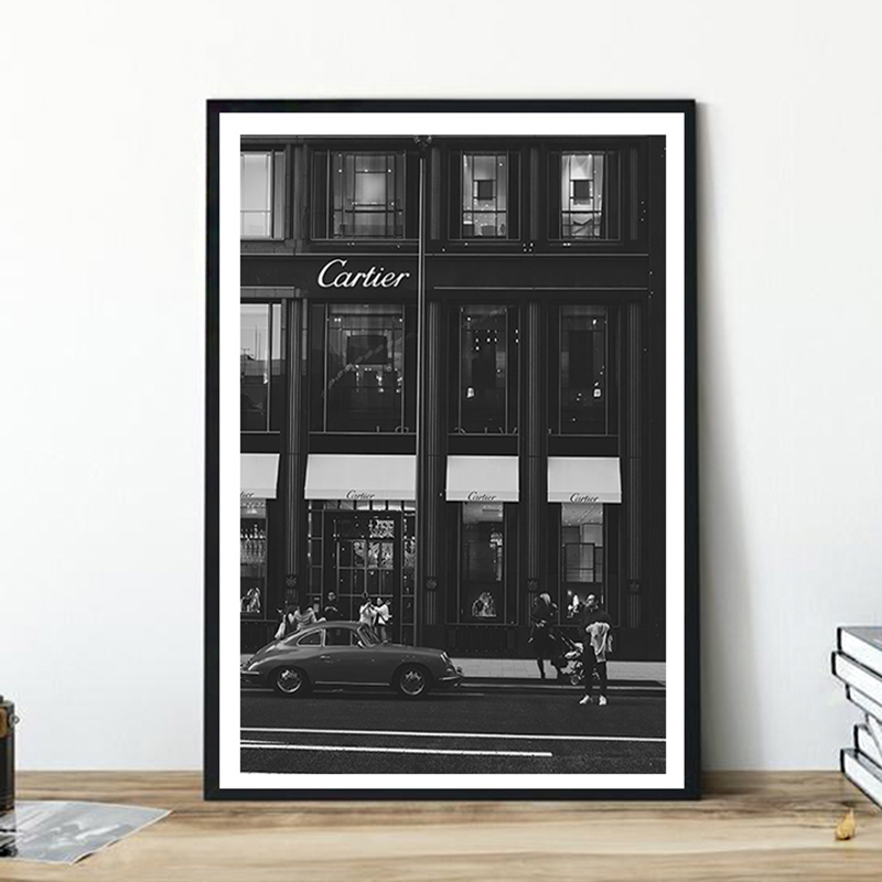 Vintage Vogue Fashion Poster - Europäische Straßen-Leinwandbilder, Modische Schwarz-Weiß-Vintage-Fotoposter und -Drucke,