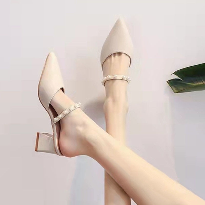 Vintage Fashion Heels - Damen Vintage Spitze Mules mit Blockabsatz