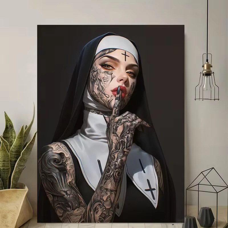 Fashion Girl Tattoo Nun Leinwa – Vintage Vogue Fashion Poster Bewertung und Preis