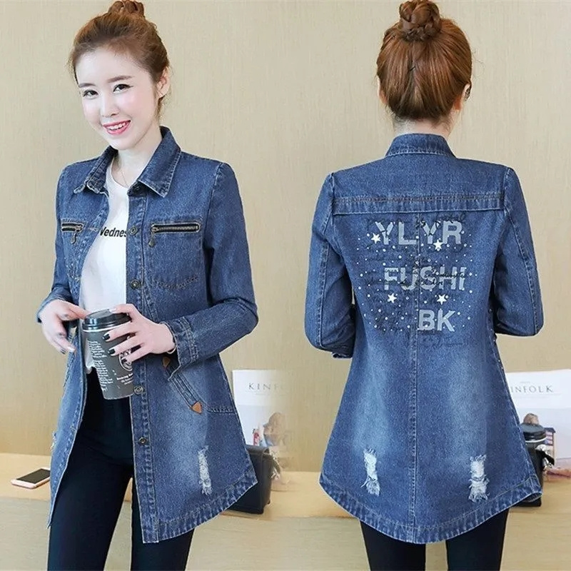 Frühling Herbst Frauen Lose Lo – Patchwork Jean Jacket Bewertung und Preis