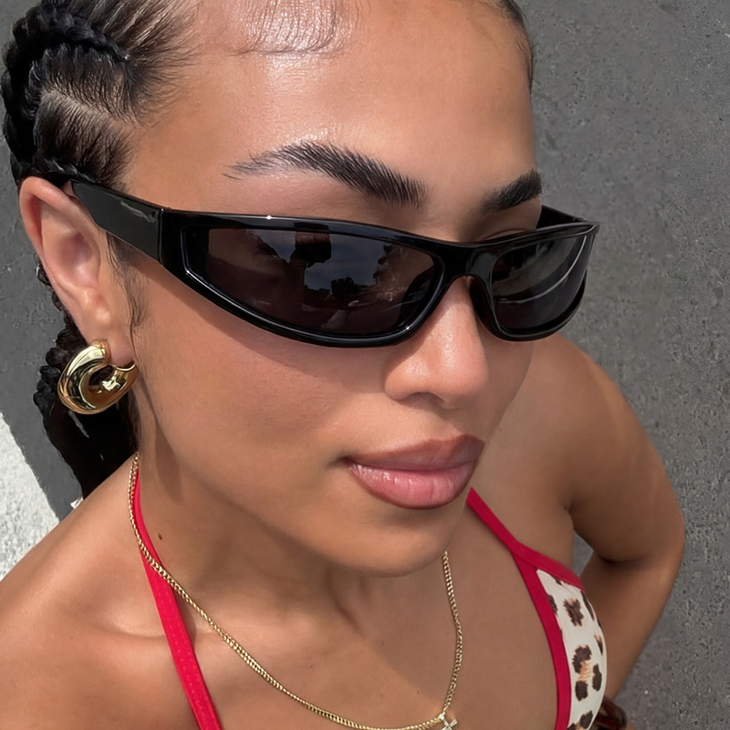 Y2K Schmale Rechteckige Wrap-A – Vintage Fashion Glasses Bewertung und Preis