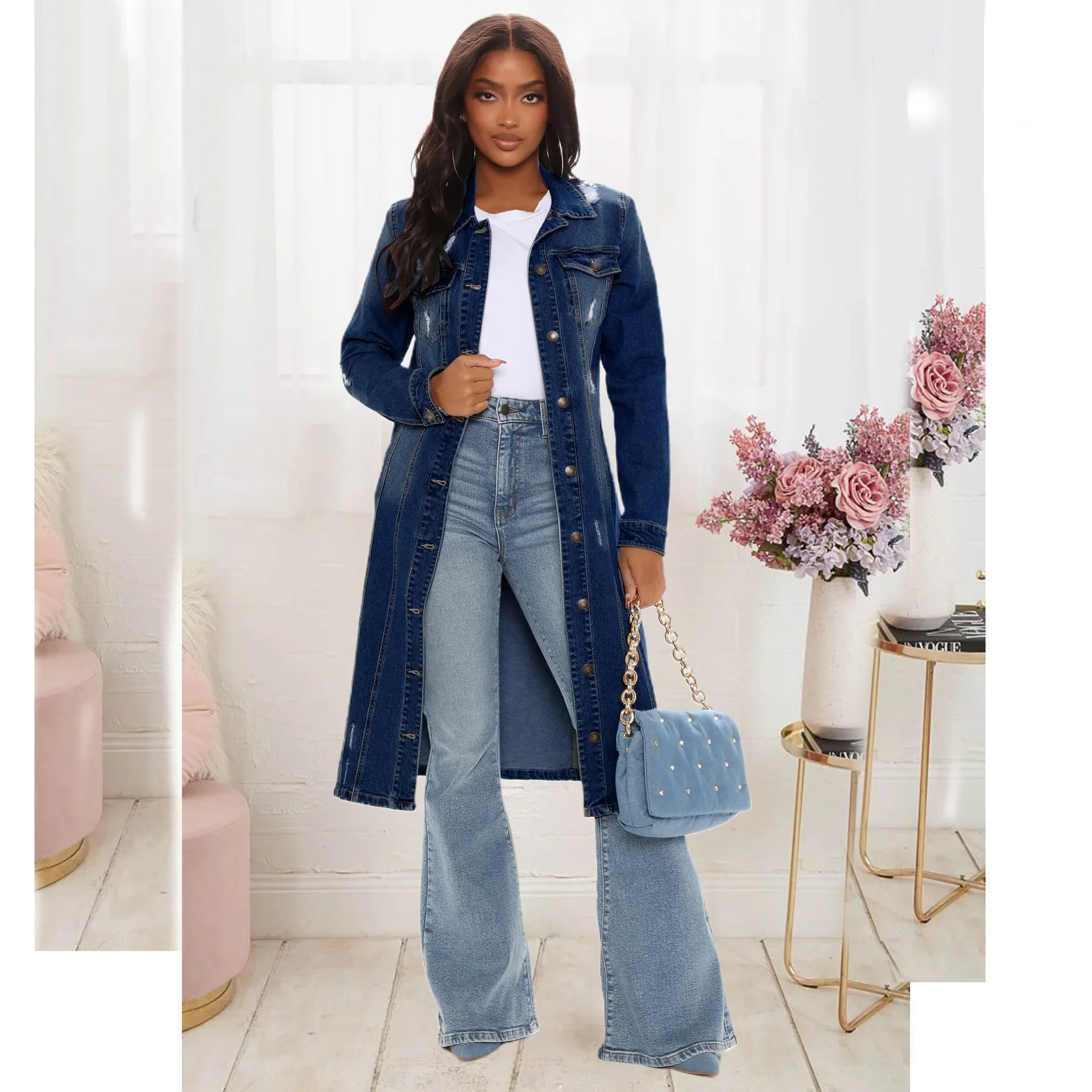 Baumwolle Denim Mantel Frauen  – Patchwork Jean Jacket Bewertung und Preis