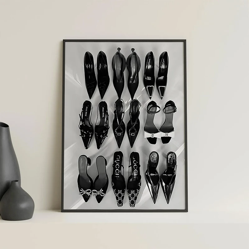 Schwarz Weiß Luxus High Heels  – Vintage Vogue Fashion Poster Bewertung und Preis