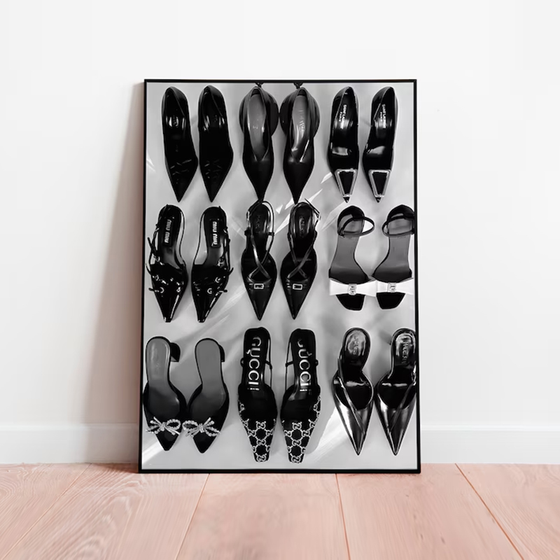 Schwarz Weiß Luxus High Heels  – Vintage Vogue Fashion Poster Bewertung und Preis