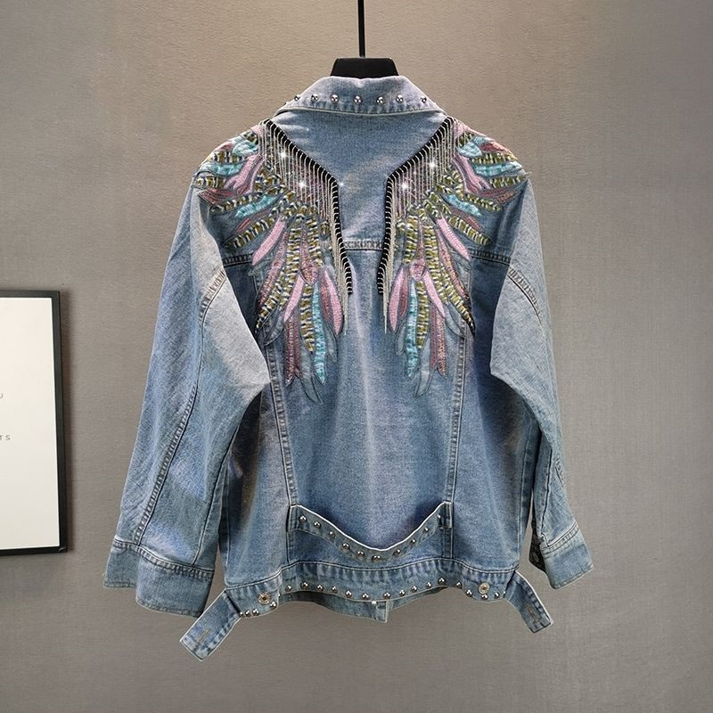 2024 neue Herbst mode Niet Fra – Patchwork Jean Jacket Bewertung und Preis