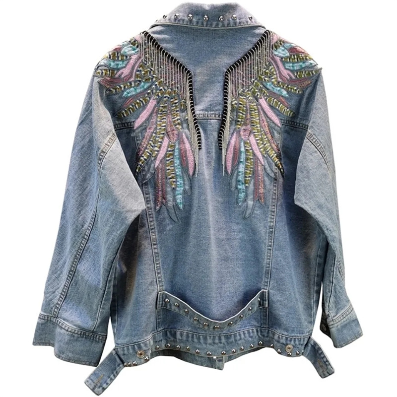 2024 neue Herbst mode Niet Fra – Patchwork Jean Jacket Bewertung und Preis