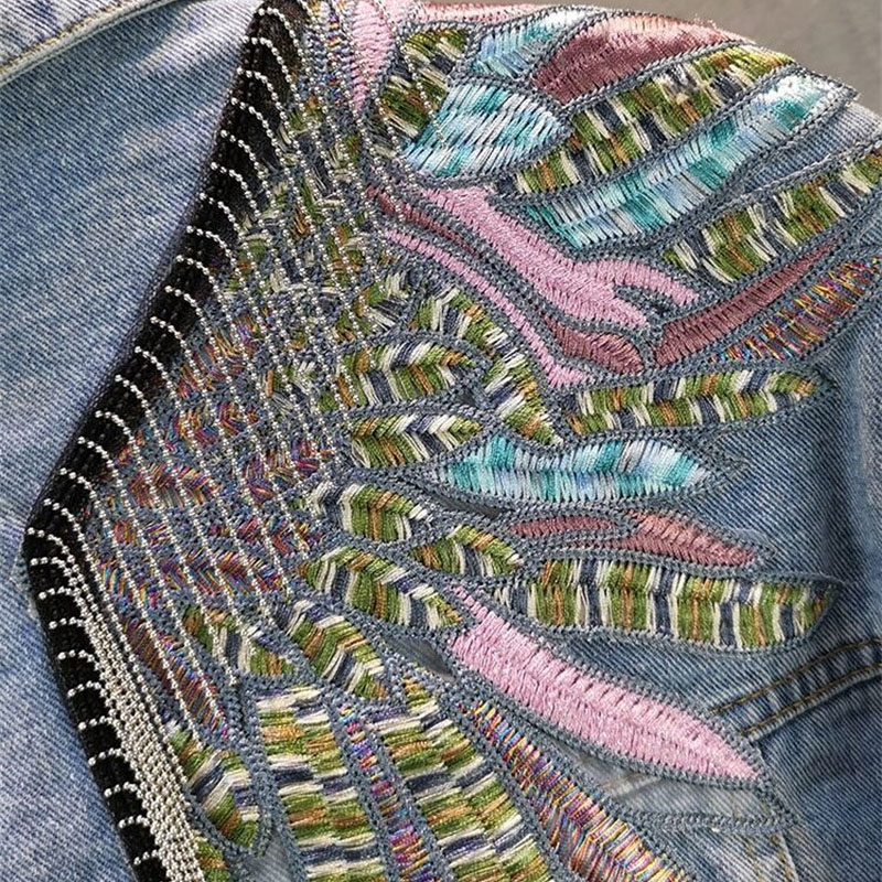 2024 neue Herbst mode Niet Fra – Patchwork Jean Jacket Bewertung und Preis