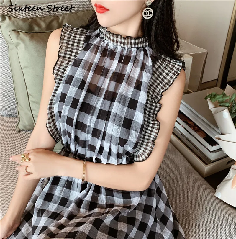 Plaid Ärmelloses Kleid für Fra – Vintage Fashion Runway Bewertung und Preis
