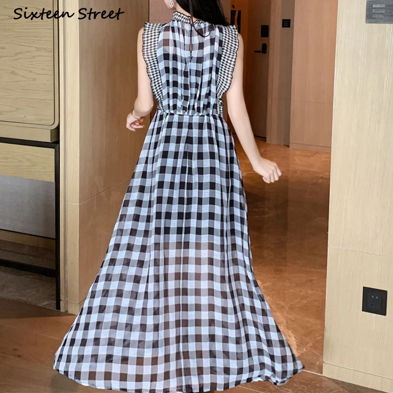 Plaid Ärmelloses Kleid für Fra – Vintage Fashion Runway Bewertung und Preis