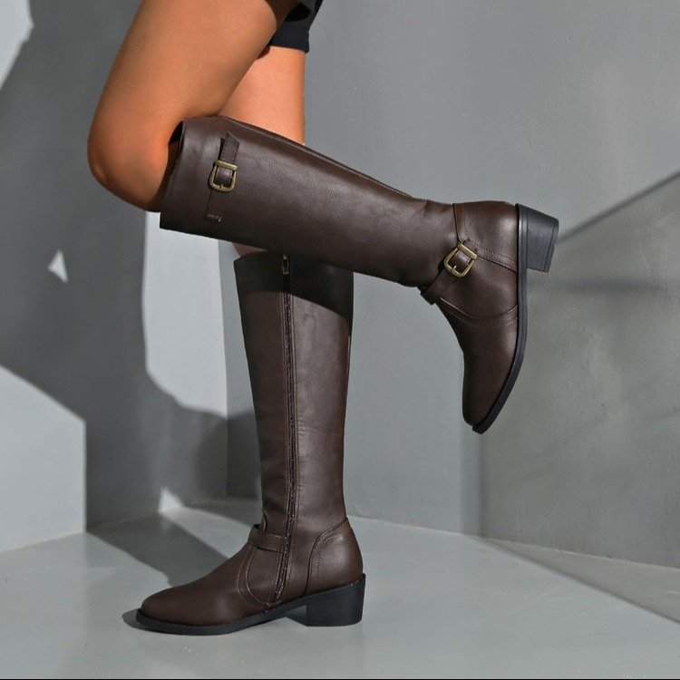 Frauen Kniehohe Stiefel Plattf – Vintage Fashion Heels Bewertung und Preis