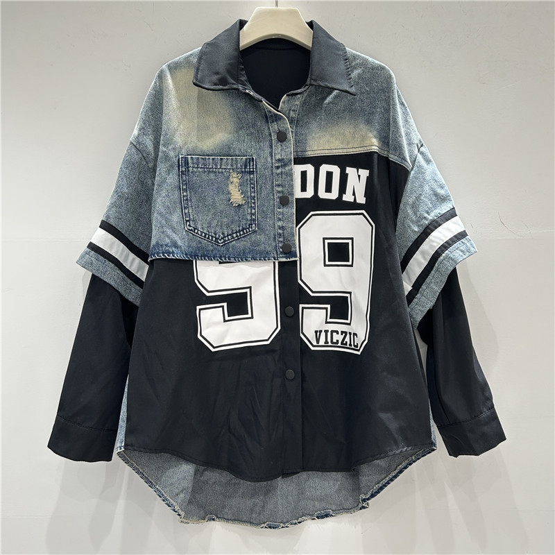 Retro Frau Denim Patchwork Hem – Patchwork Jean Jacket Bewertung und Preis