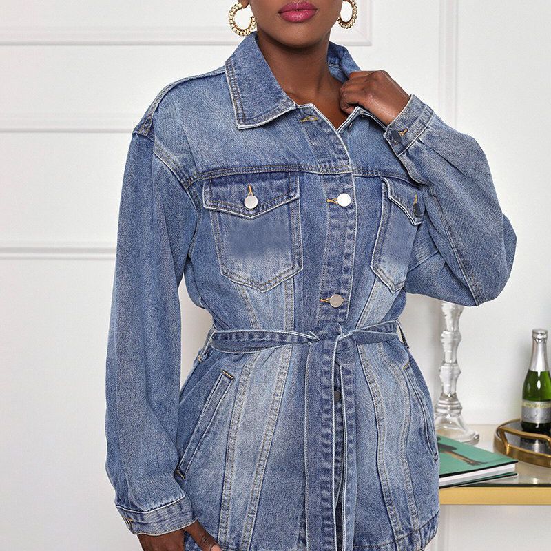 Denim Mantel Frauen Mittlere L – Patchwork Jean Jacket Bewertung und Preis