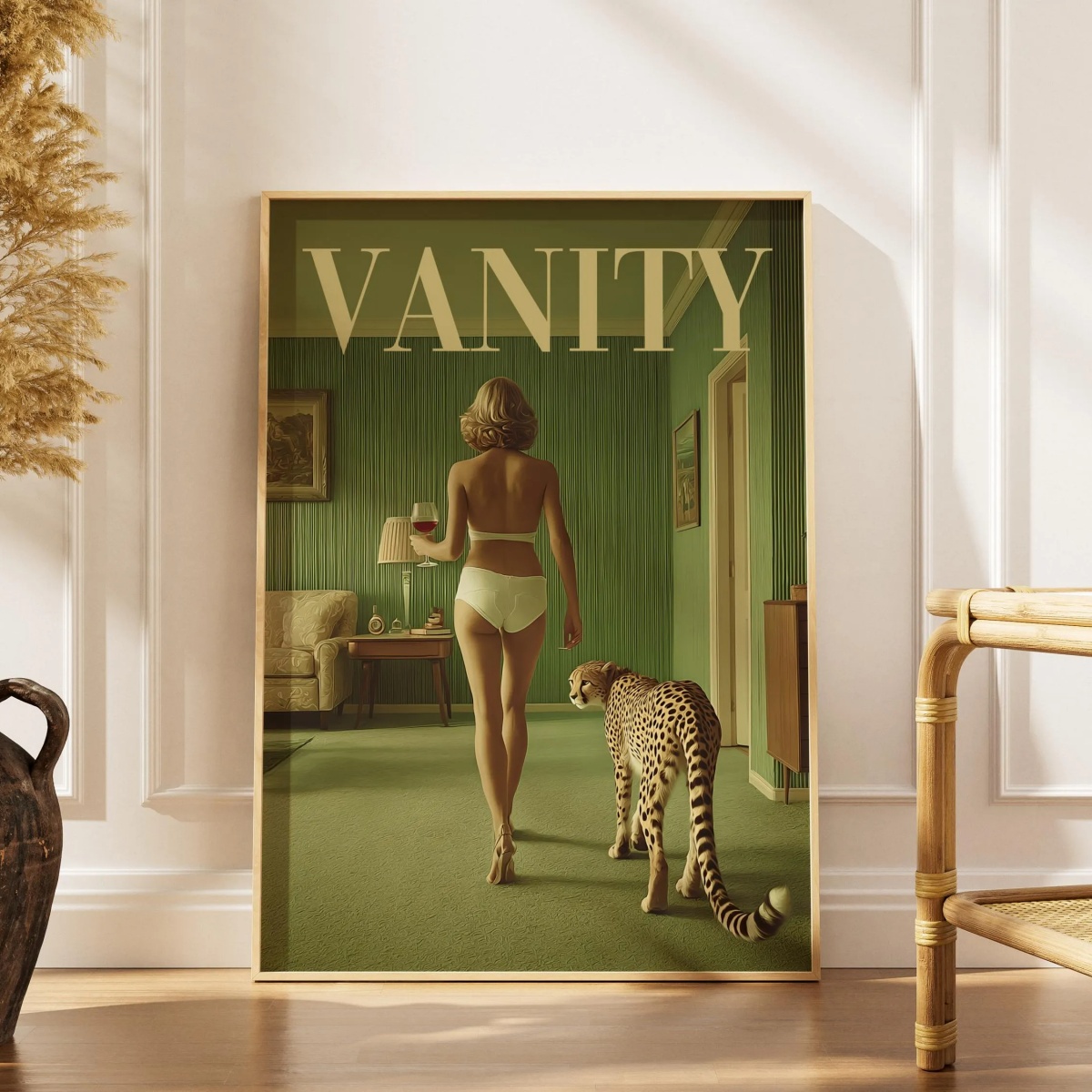 Vintage Frau mit Geparden Lein – Vintage Vogue Fashion Poster Bewertung und Preis