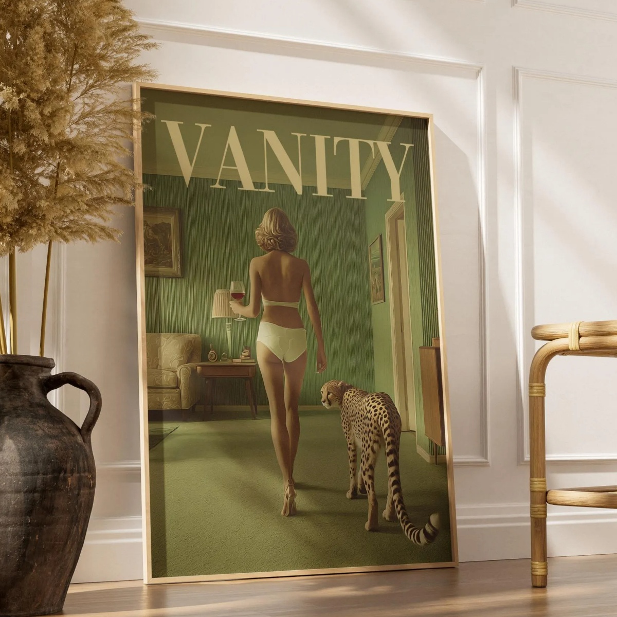 Vintage Frau mit Geparden Lein – Vintage Vogue Fashion Poster Bewertung und Preis