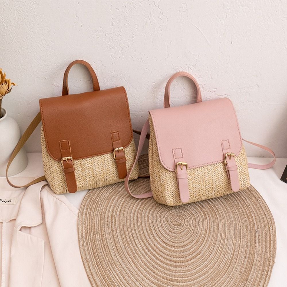Modischer PU-Leder Stroh-Rucks – Vintage Fashion Looks Bewertung und Preis