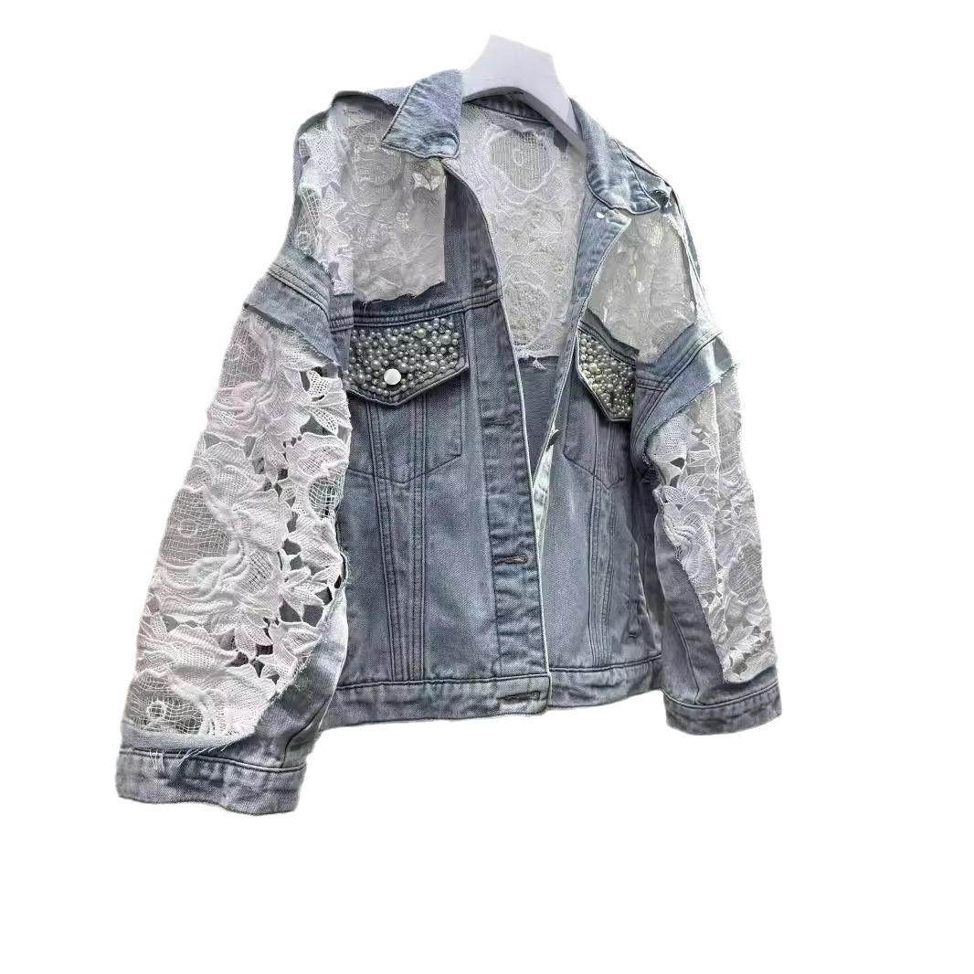 Gespleißte Stick jacke Frauen  – Patchwork Jean Jacket Bewertung und Preis